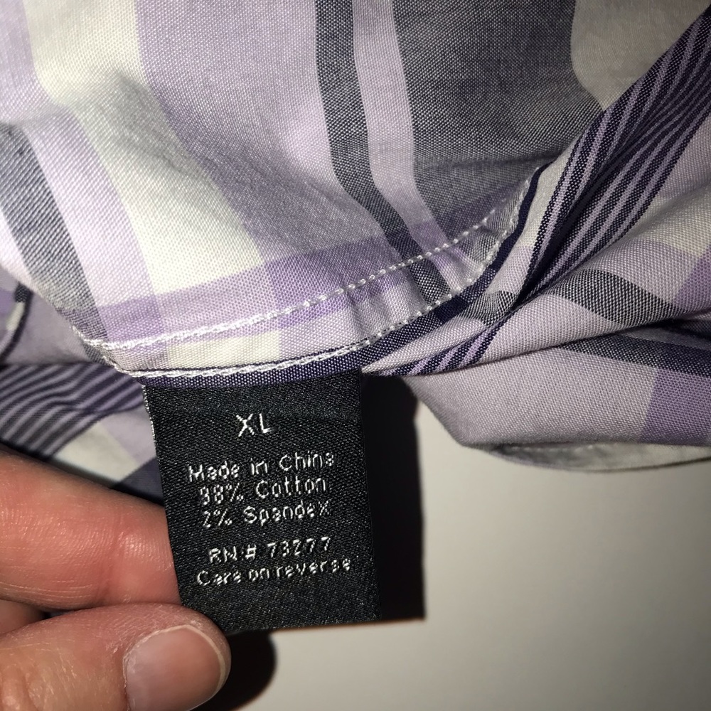 Apt 9 Purple White Plaid Button Up Shirt - Picture 4 of 5